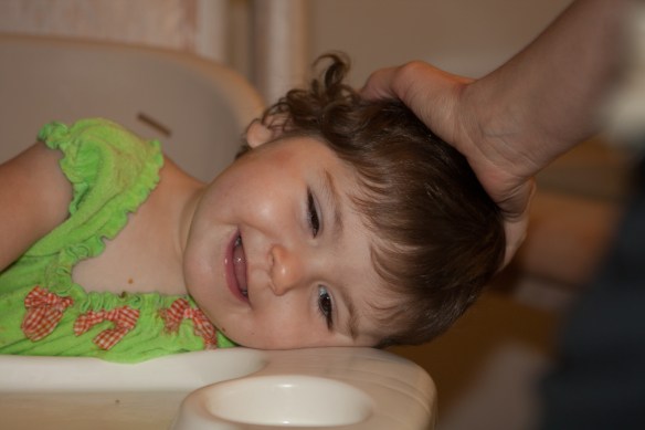 Since her second surgery, Savanna gets pleasure from putting her head/ear on whatever is around her.